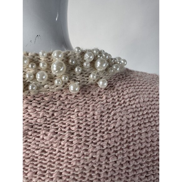 Chadwicks Pink Pearl Embellished Cardigan Sweater S 85% Cotton 15% Acrylic Made - Picture 9 of 16